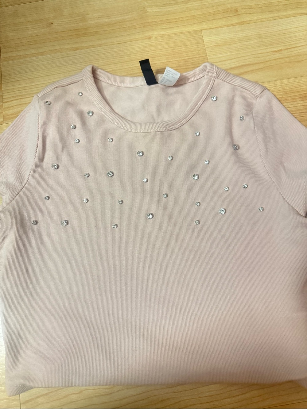 H&M Light Pink Rhinestone Crewneck Sweatshirt